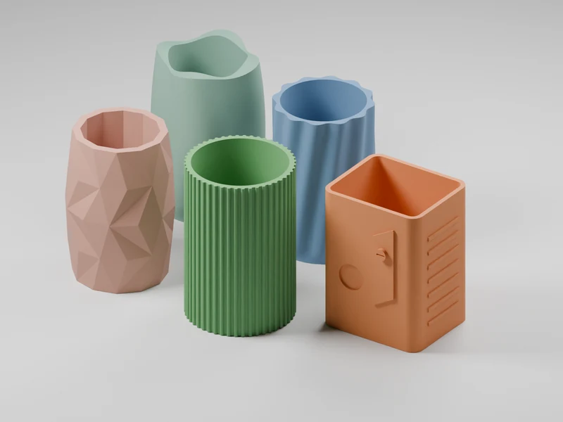 Las texturas y los colores de la colección de lapiceros Ordena3D