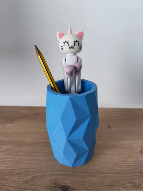 Lapicero Origami azul con lápices